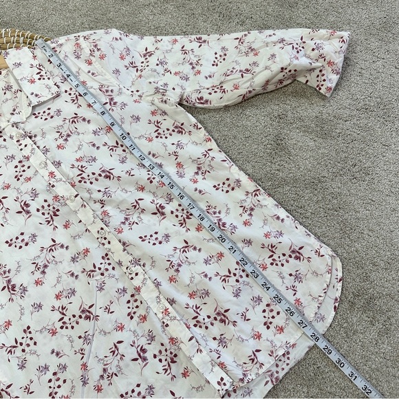 Garnet Hill Essential Organic-Cotton Button Down Shirt Longsleeve Floral Size 12 - Picture 10 of 11